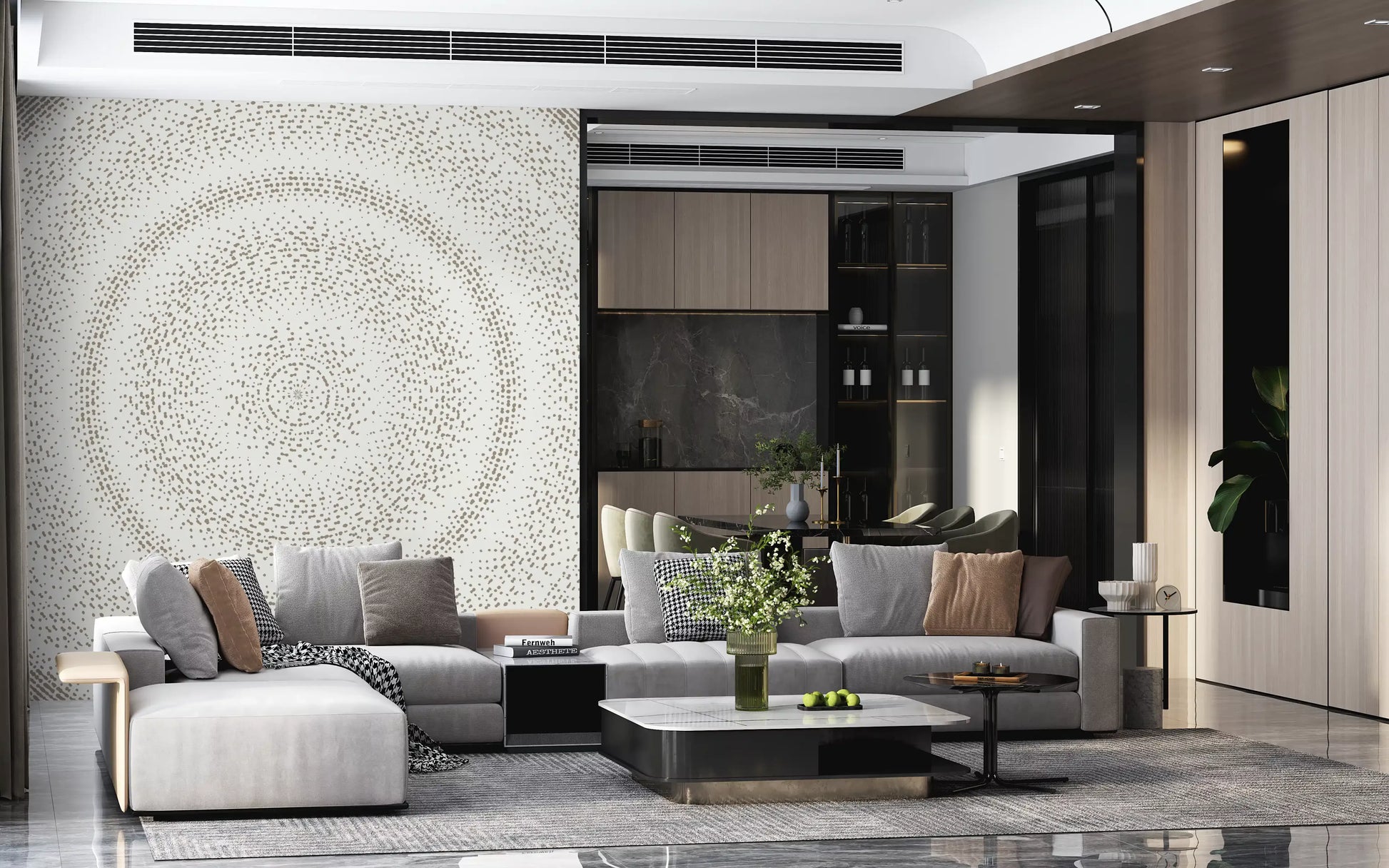 Minimalist Dot Ripple Pattern Wall Mural