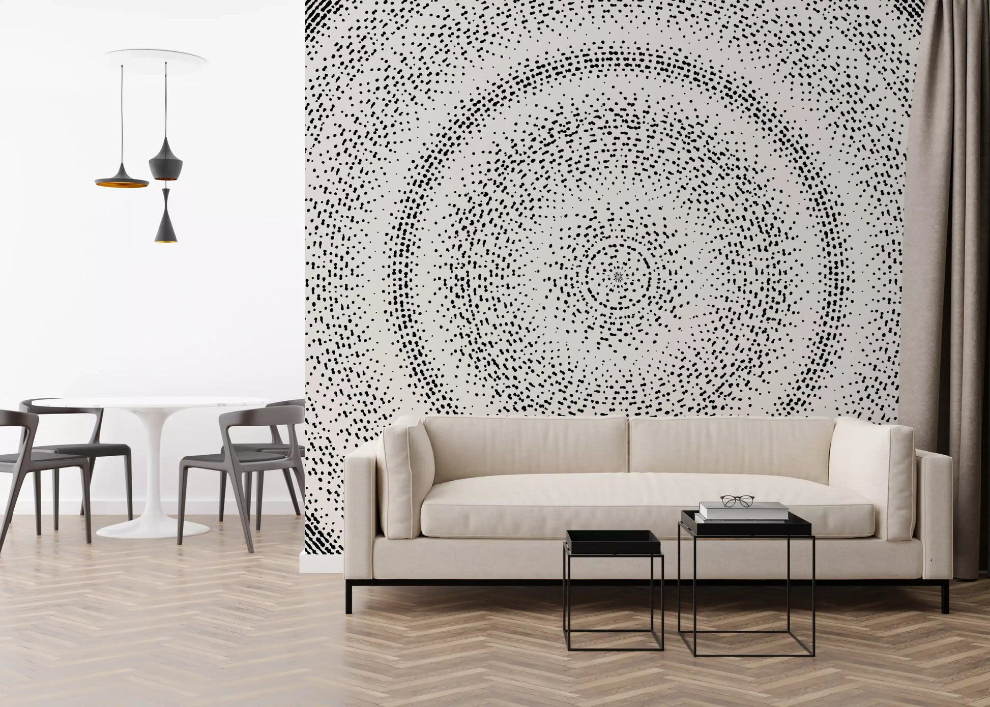 Celestial Dotted Drip Circle Wall Mural