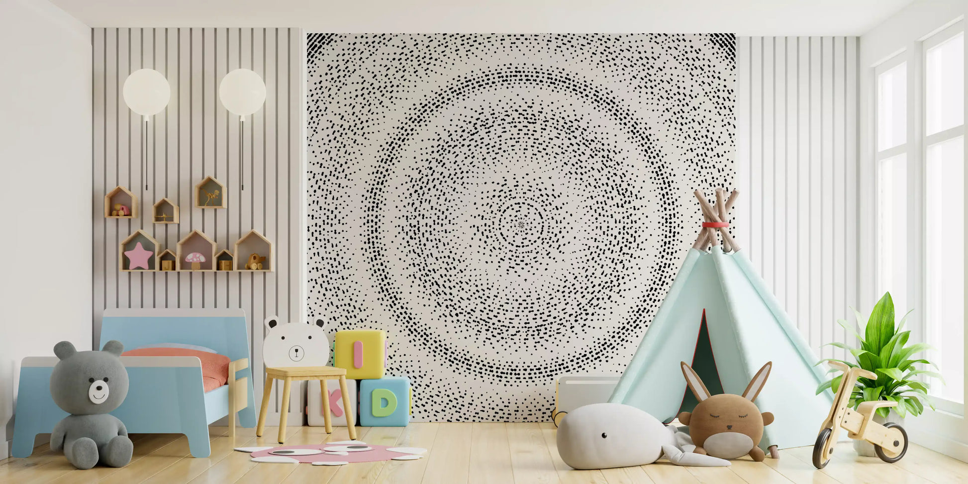 Celestial Dotted Drip Circle Wall Mural