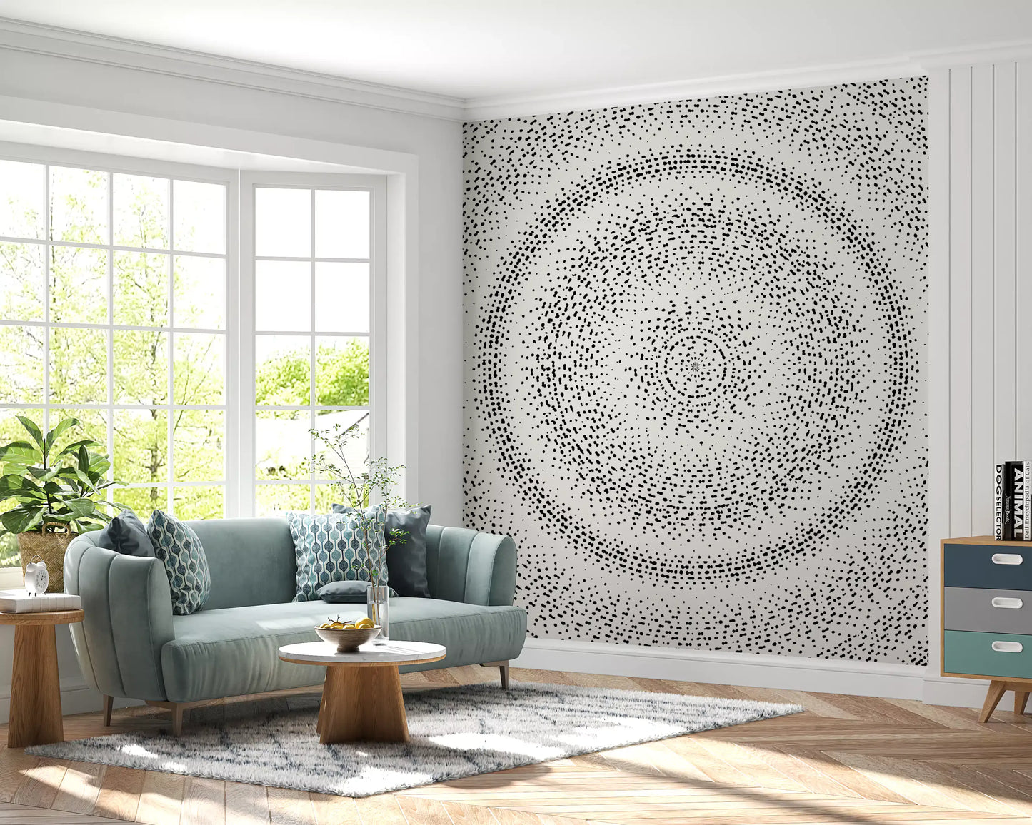 Celestial Dotted Drip Circle Wall Mural