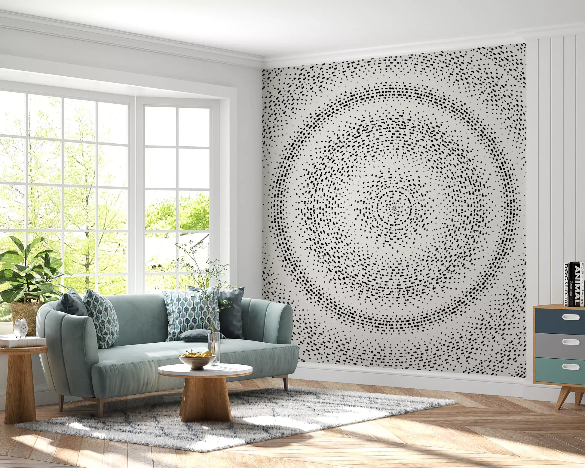 Celestial Dotted Drip Circle Wall Mural