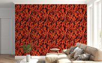 Fiery Painted Tropical Fronds Wallpaper⁠