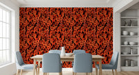 Fiery Painted Tropical Fronds Wallpaper⁠