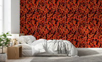 Fiery Painted Tropical Fronds Wallpaper⁠