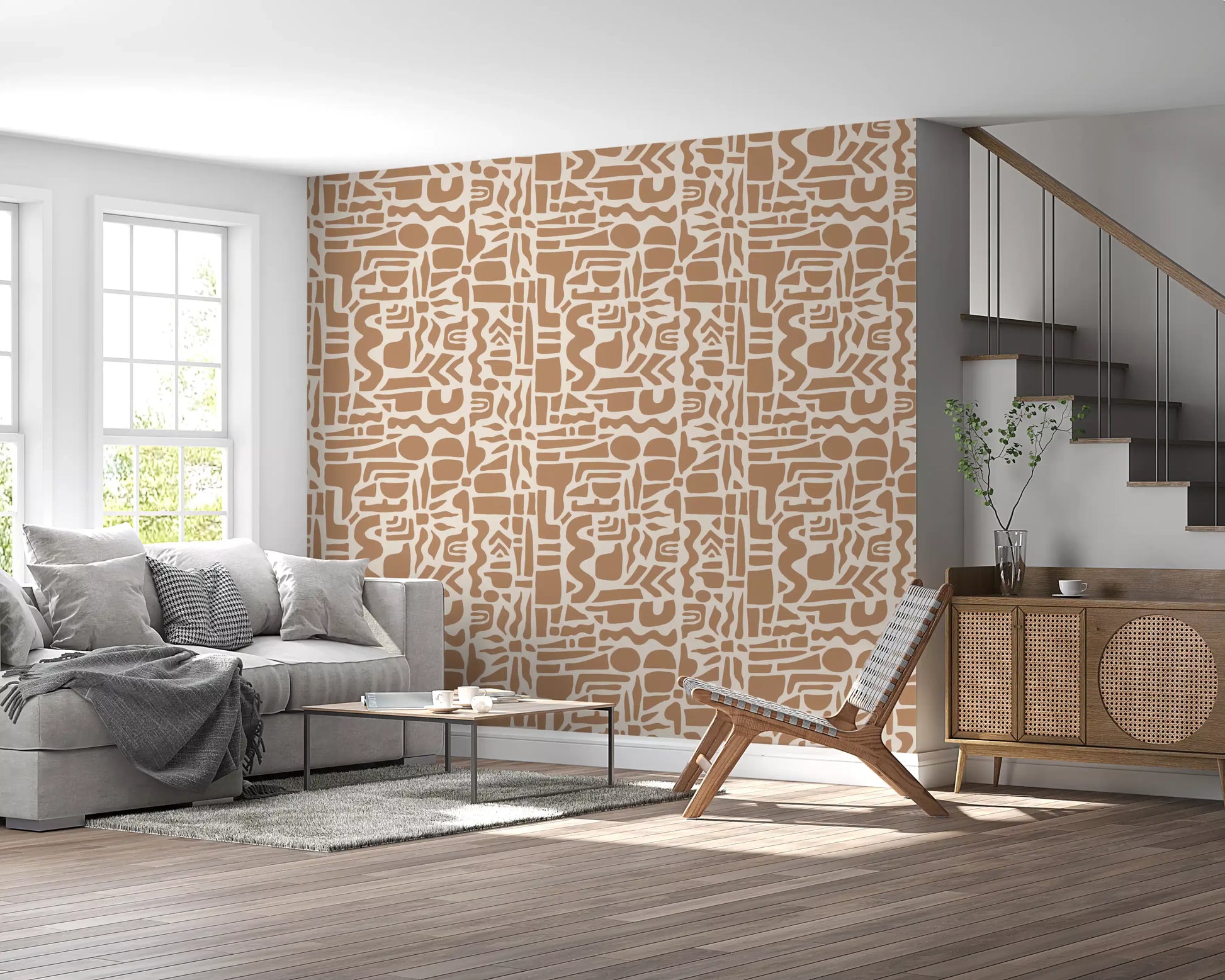 Abstract Earth Toned Shapes Wallpaper⁠