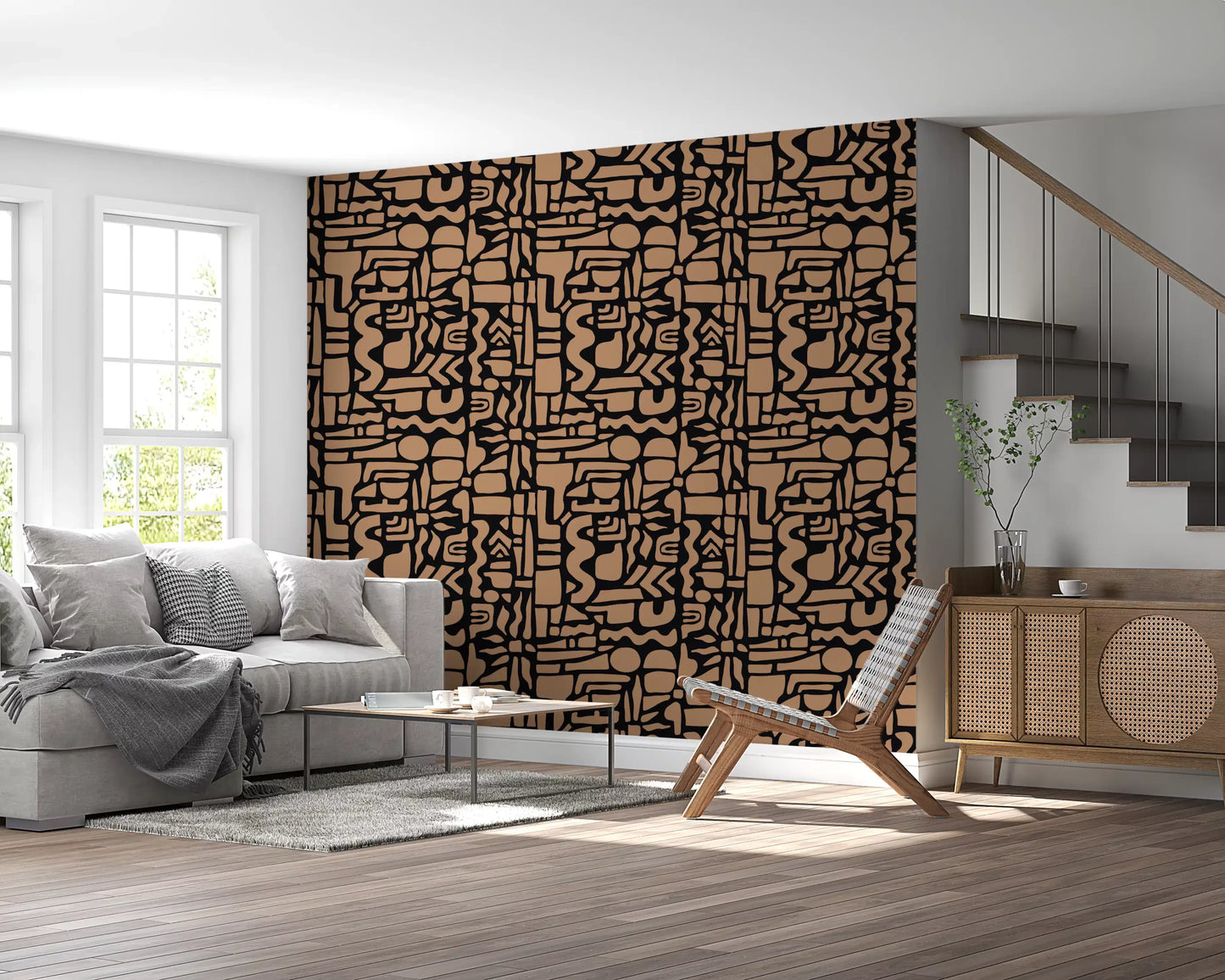 Abstract Earth Toned Geometric Shapes Wallpaper⁠