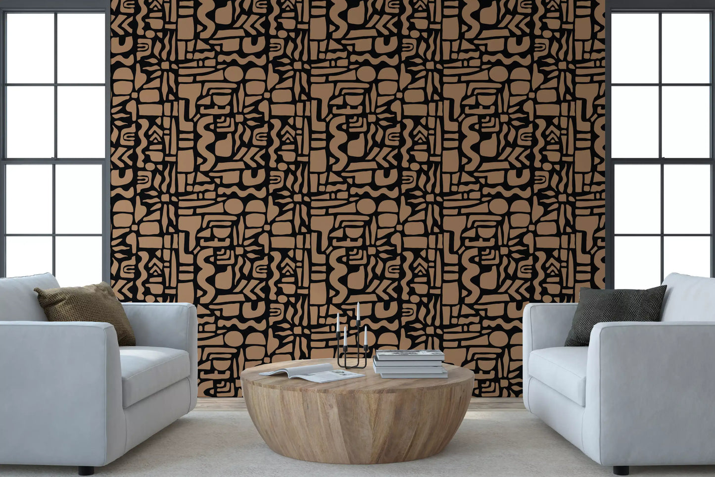 Abstract Earth Toned Geometric Shapes Wallpaper⁠