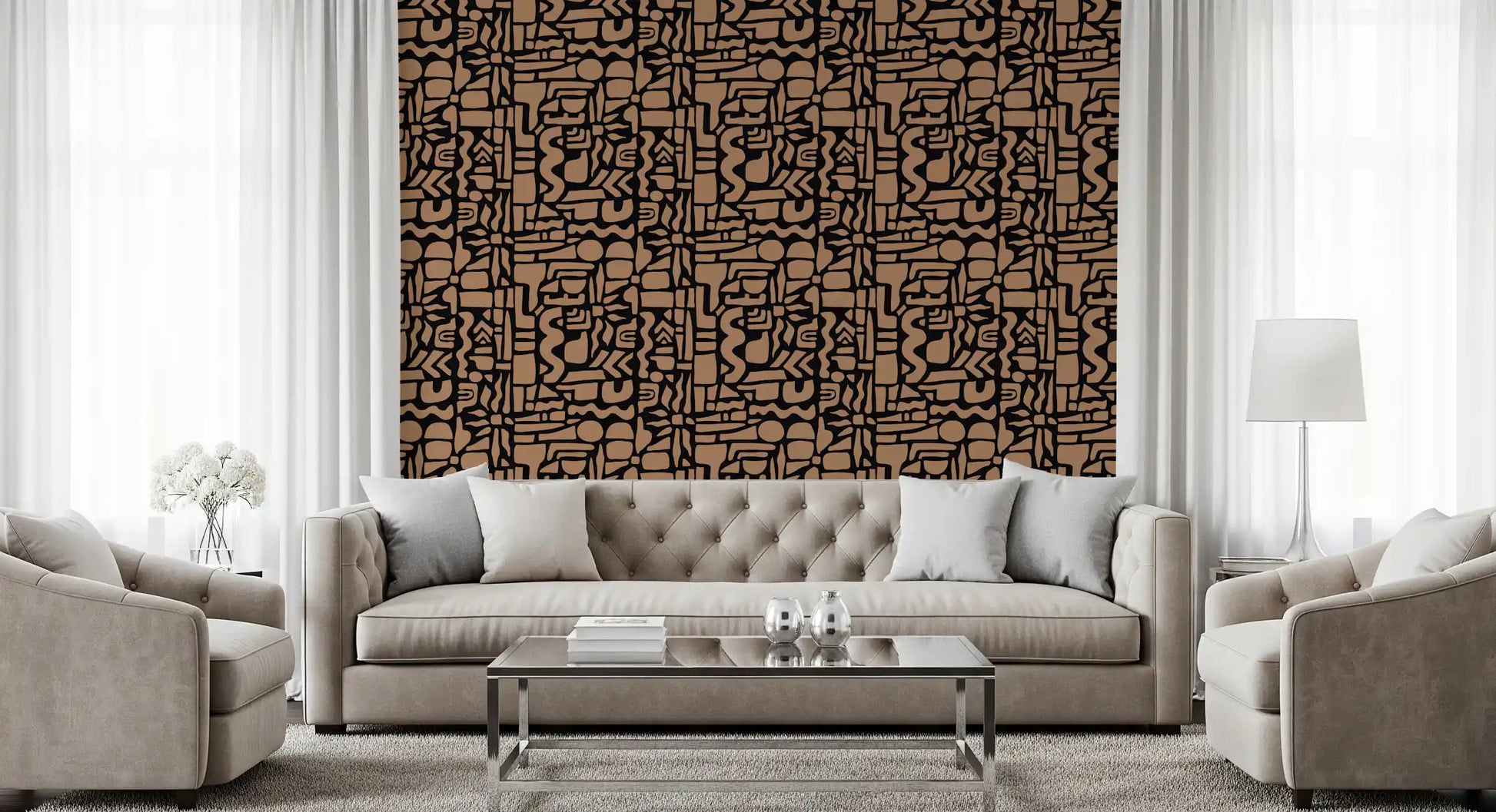 Abstract Earth Toned Geometric Shapes Wallpaper⁠