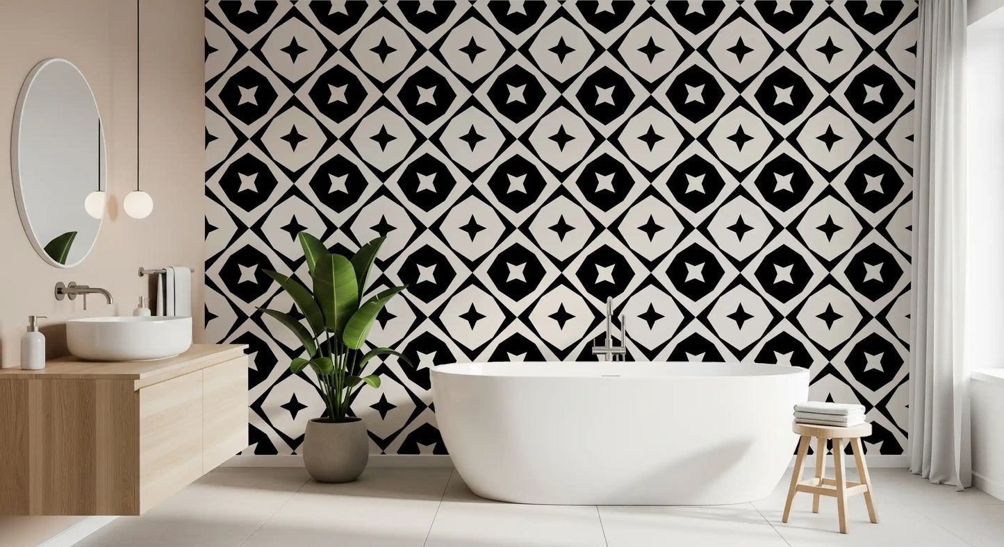 Monochrome Star Lattice Wallpaper⁠