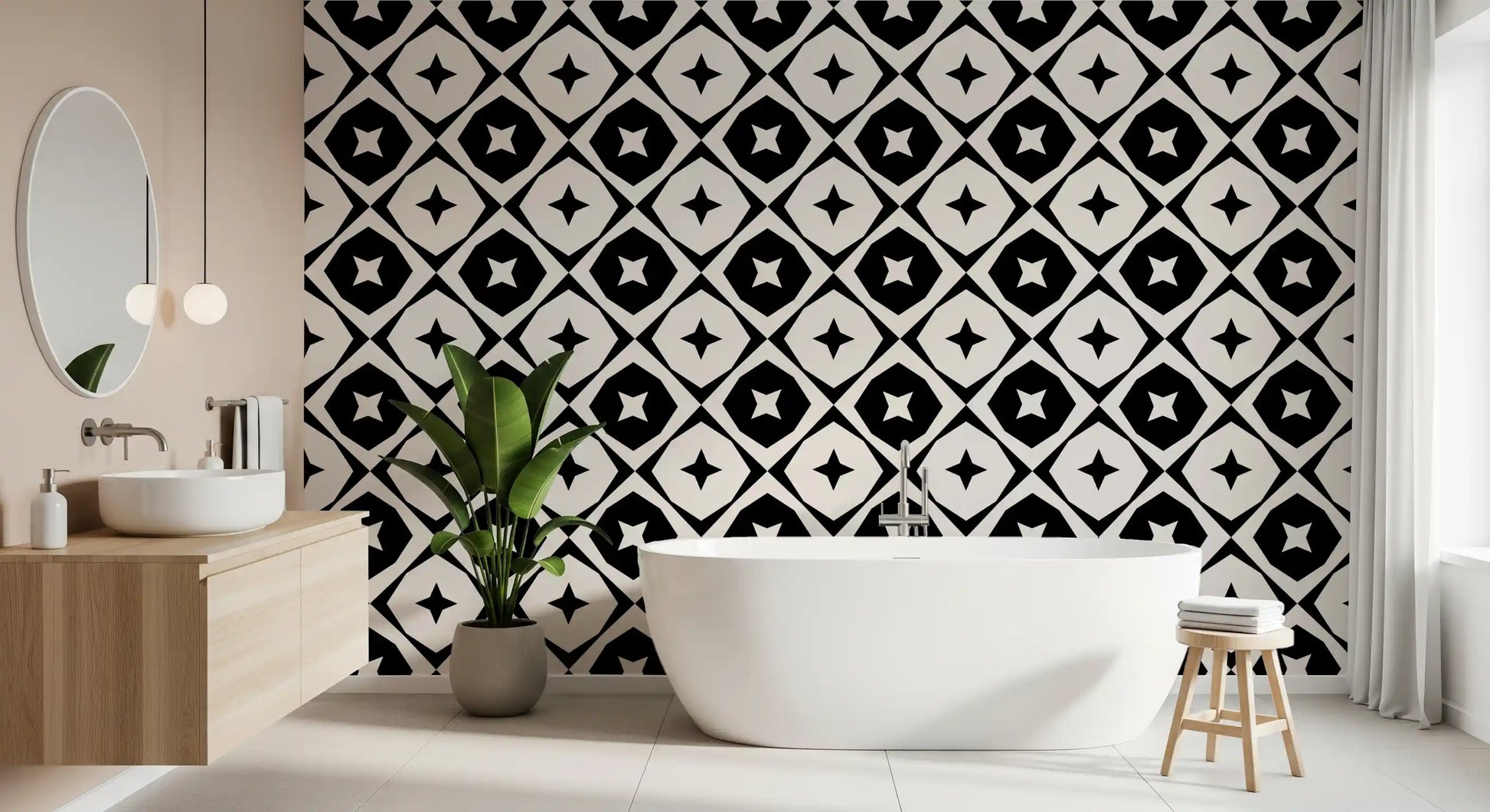 Monochrome Star Lattice Wallpaper⁠