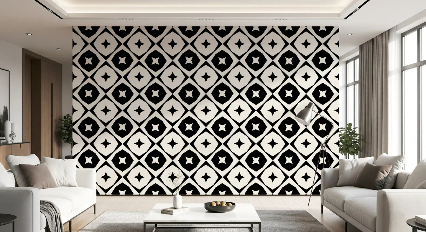 Monochrome Star Lattice Wallpaper⁠