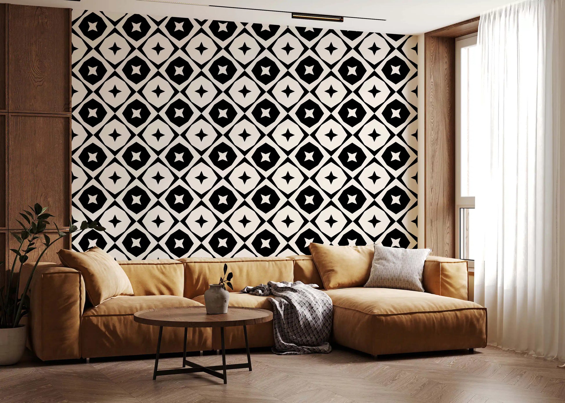 Monochrome Star Lattice Wallpaper⁠