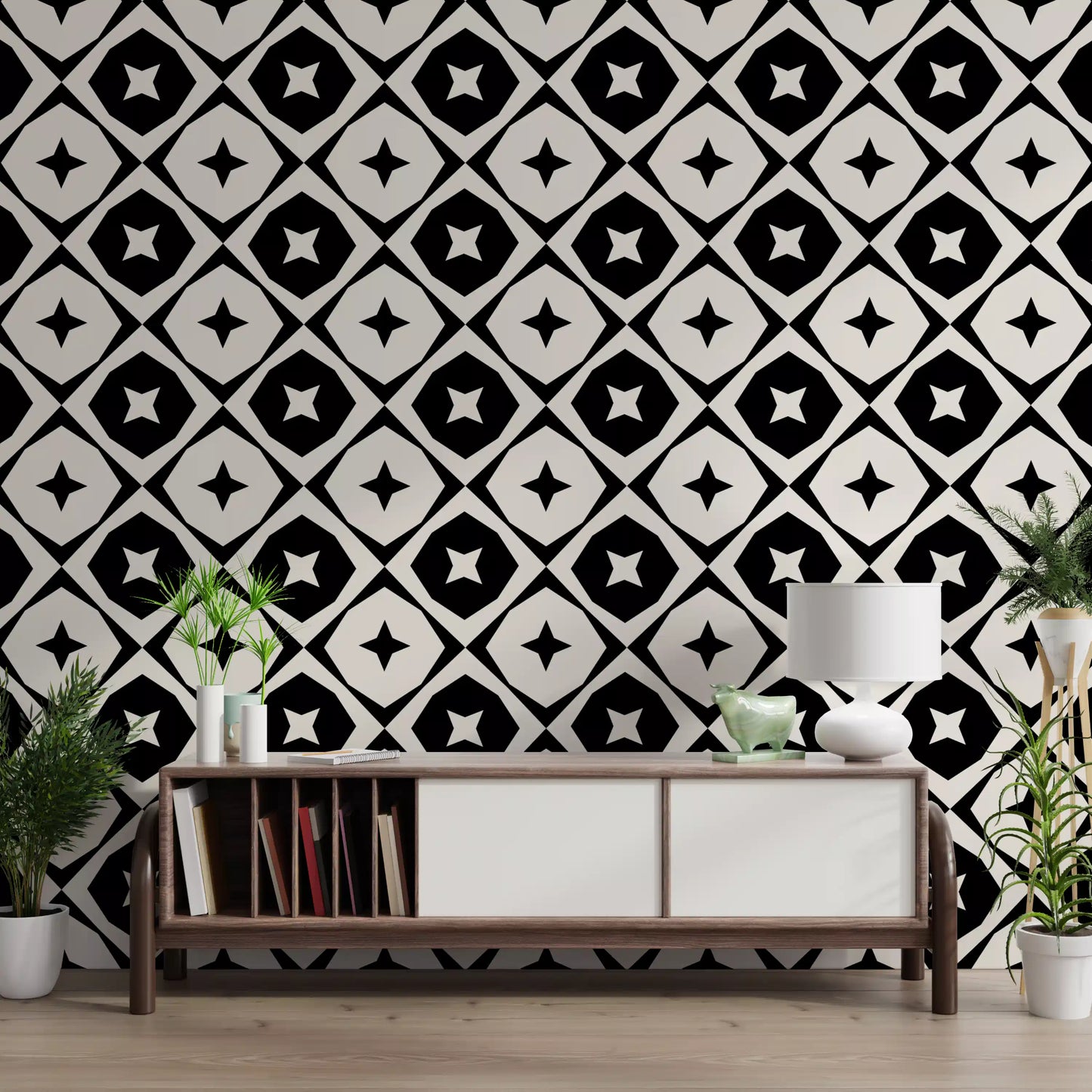Monochrome Star Lattice Wallpaper⁠