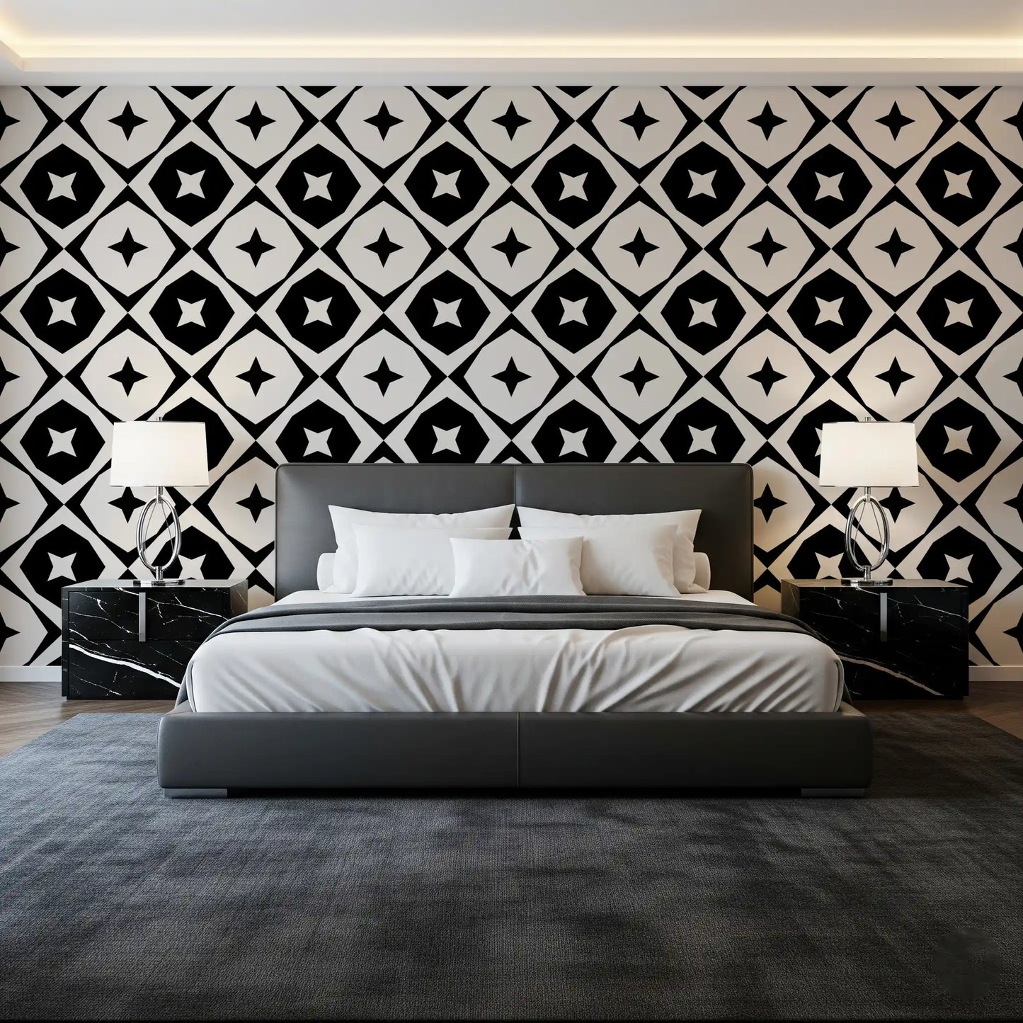 Monochrome Star Lattice Wallpaper⁠