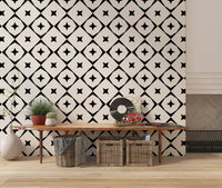 Monochrome Geometric Star Grid Wallpaper⁠