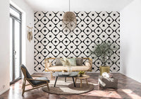 Monochrome Geometric Star Grid Wallpaper⁠