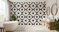 Monochrome Geometric Star Grid Wallpaper⁠