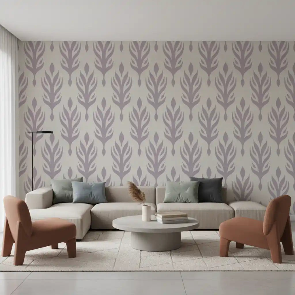 Soft Lavender Botanical Symmetry Wallpaper⁠
