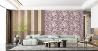 Botanical silhouette wallpaper accent wall in a modern living room GD12484