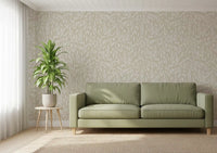 Serene Cream Botanical Leaves Wallpaper⁠