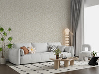 Serene Cream Botanical Leaves Wallpaper⁠