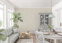 Serene Cream Botanical Leaves Wallpaper⁠