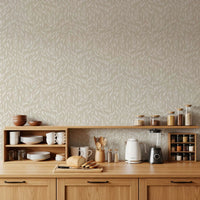 Serene Cream Botanical Leaves Wallpaper⁠