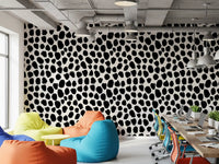 Black spot ink blot wallpaper in a colourful office breakout space GD12487