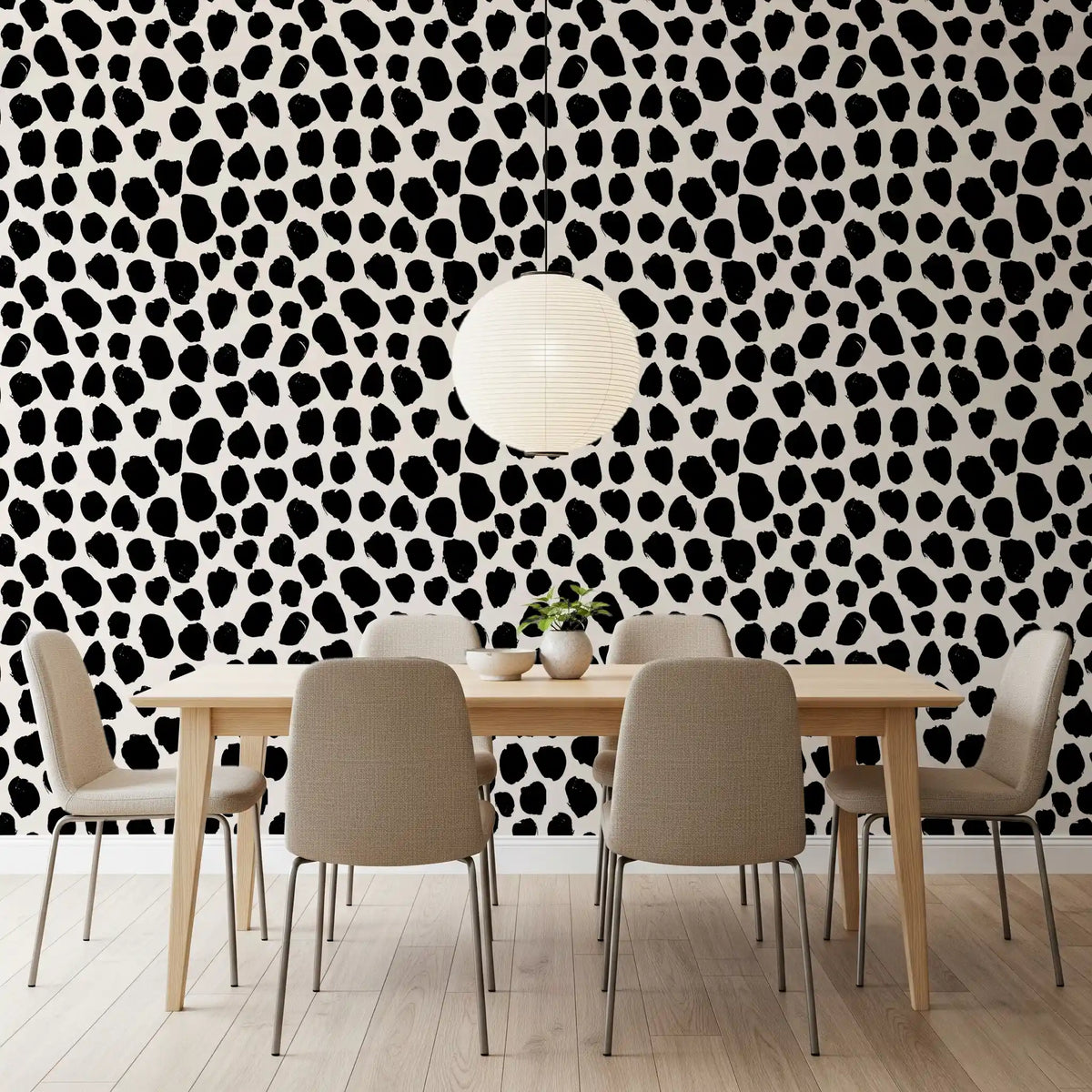 Ink blot texture wallpaper feature wall in a modern living room with white sofa GD12487