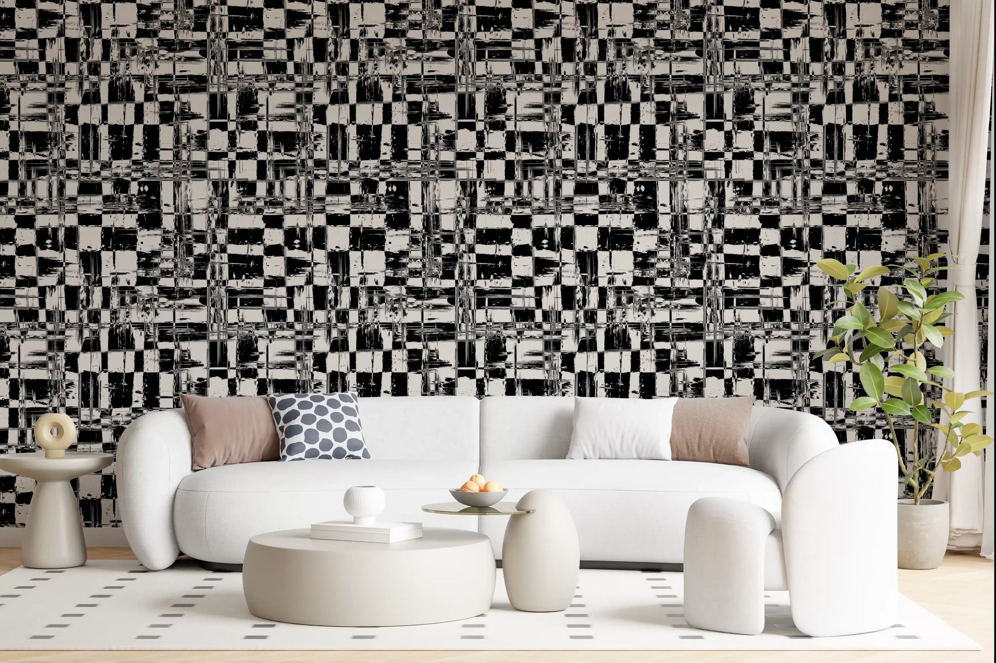 Abstract Ink Grid Mural Wallpaper⁠