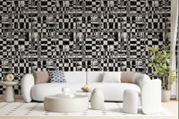 Abstract Ink Grid Mural Wallpaper⁠