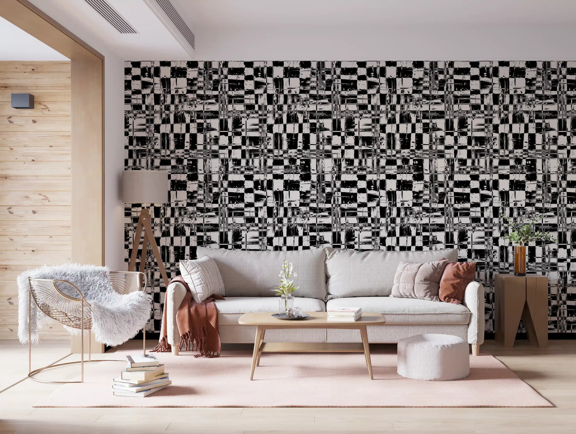 Abstract Ink Grid Mural Wallpaper⁠