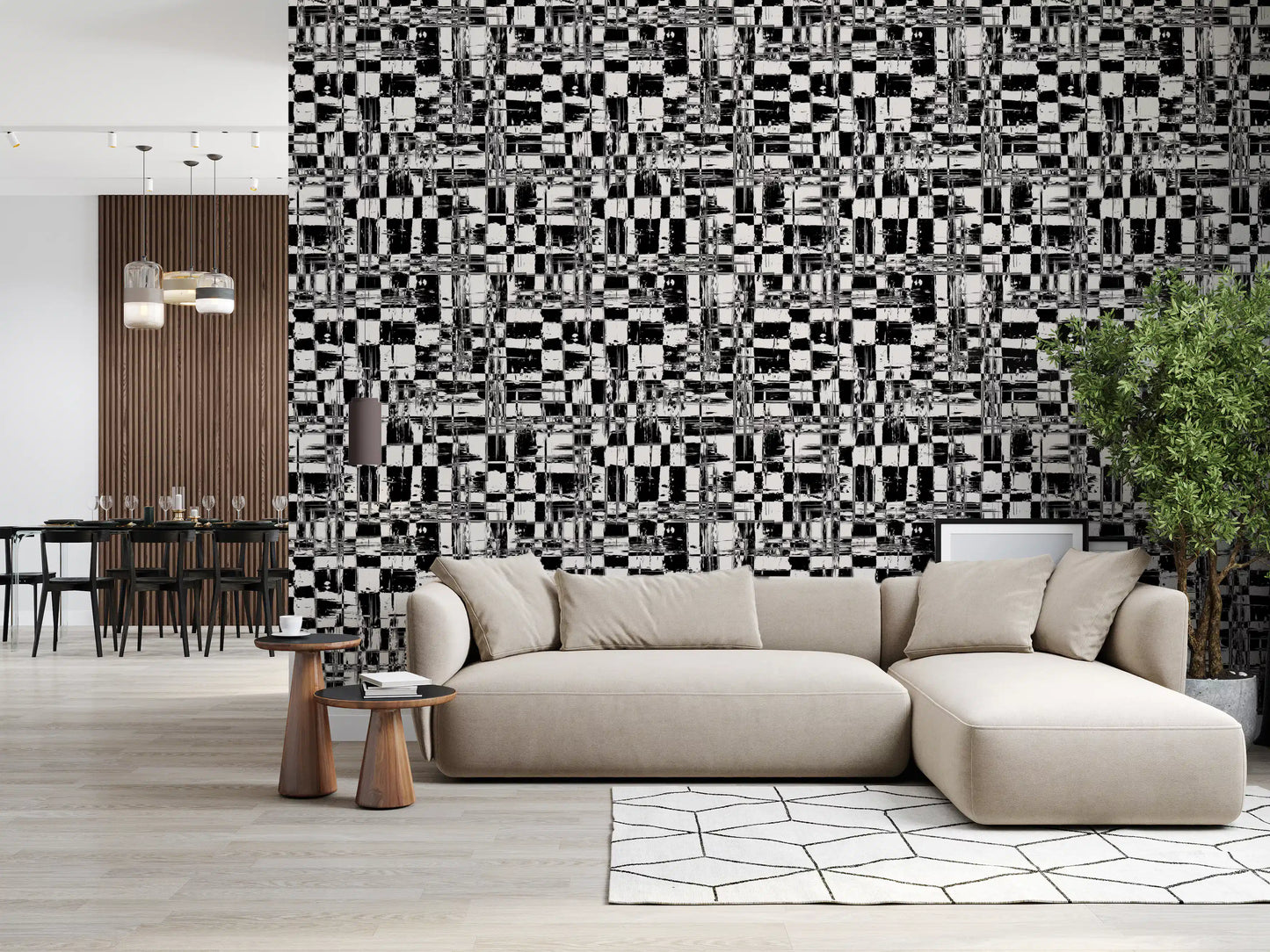 Abstract Ink Grid Mural Wallpaper⁠