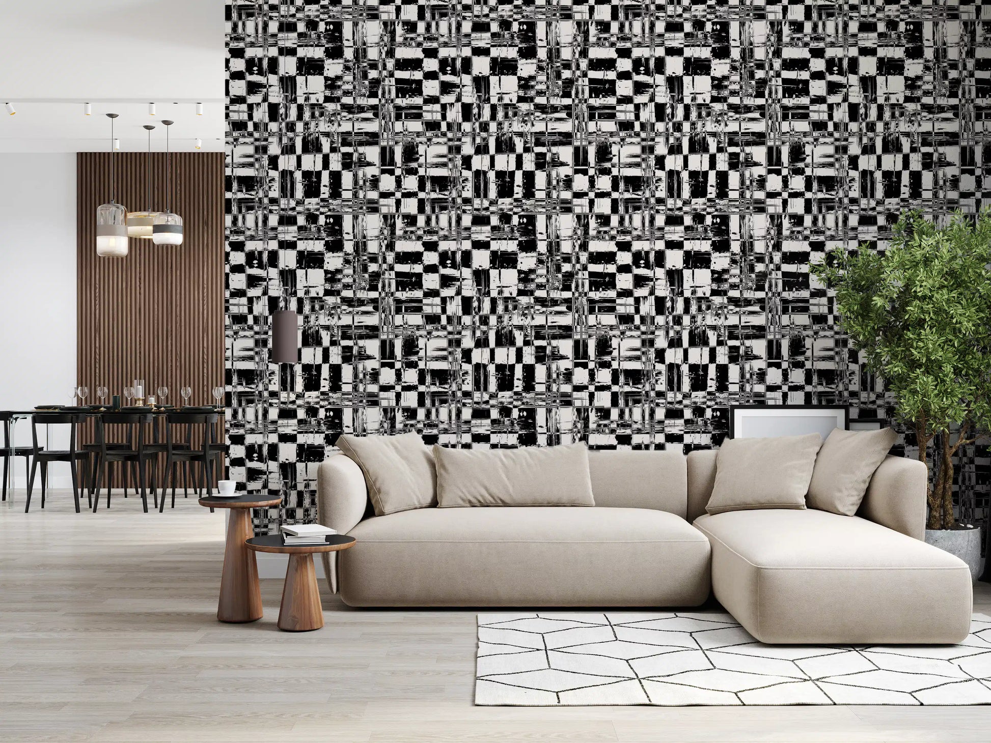 Abstract Ink Grid Mural Wallpaper⁠