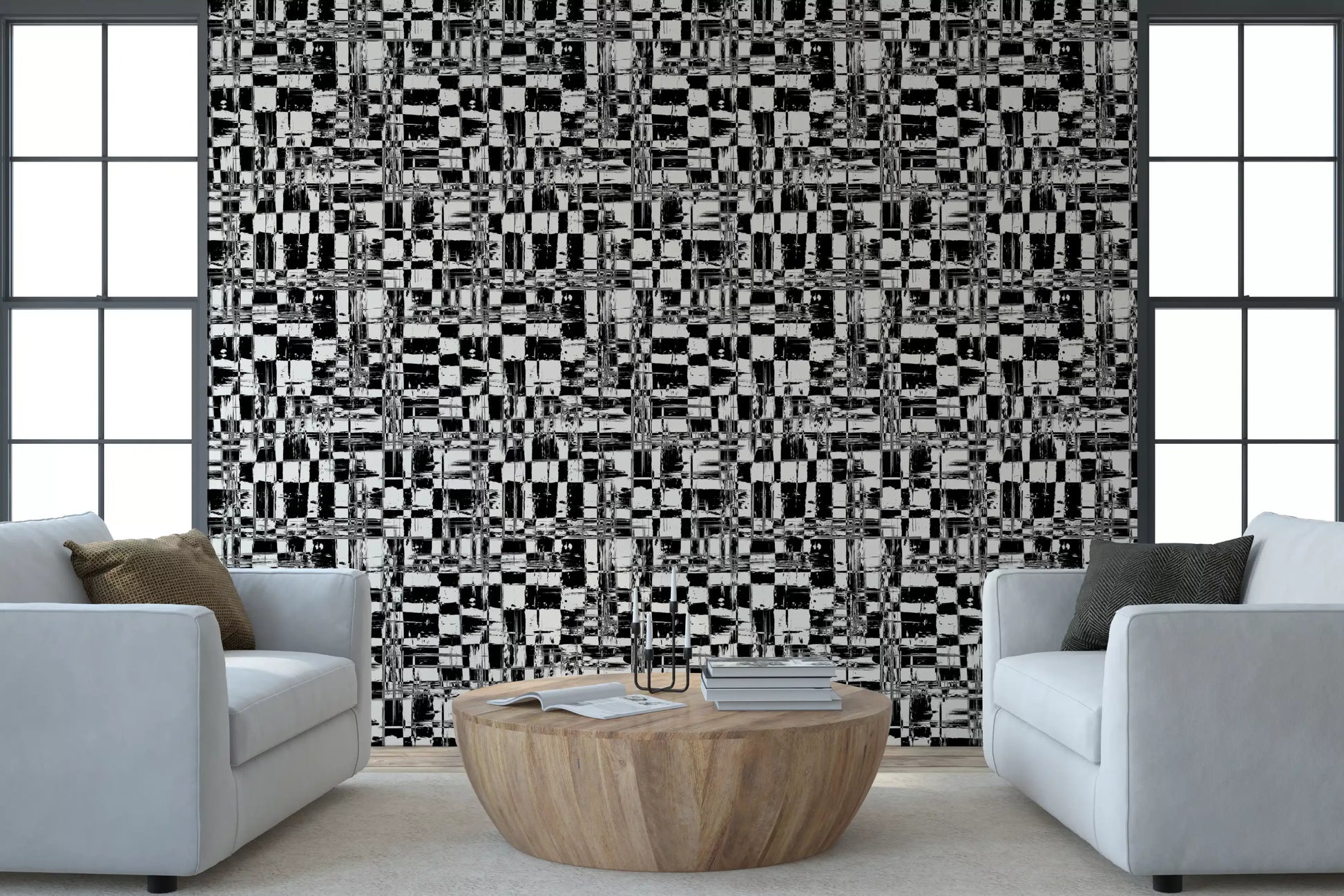 Abstract Ink Grid Mural Wallpaper⁠