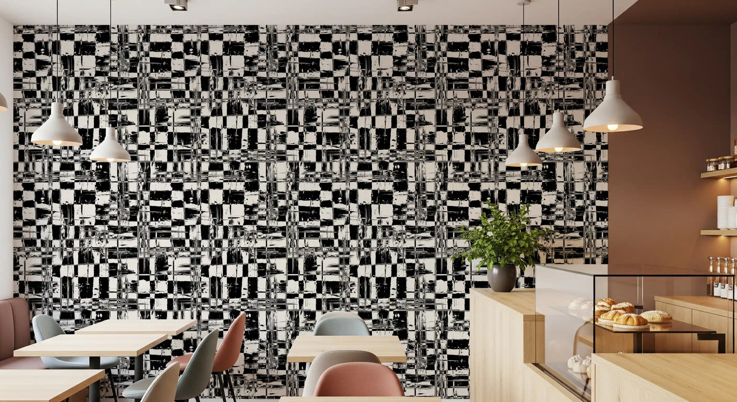 Abstract Ink Grid Mural Wallpaper⁠