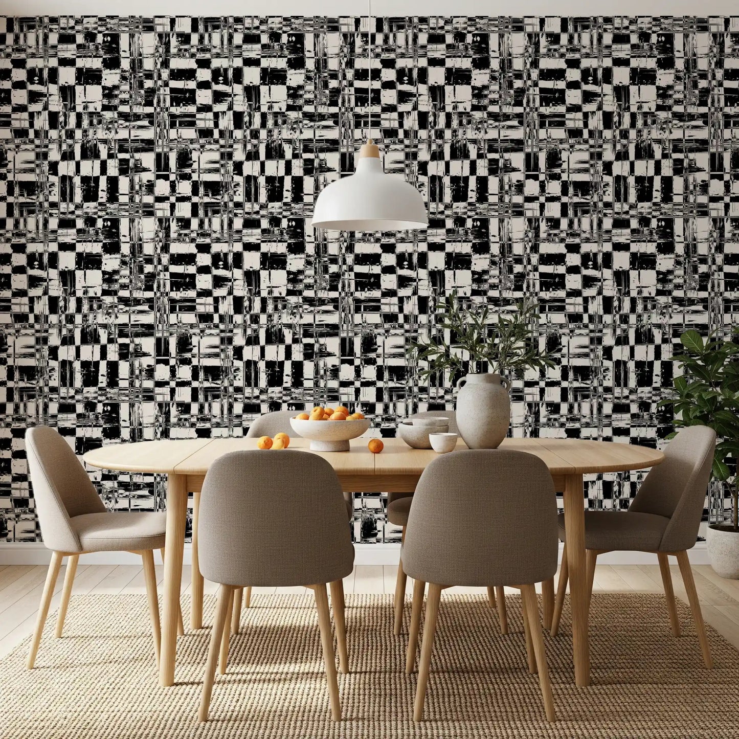 Abstract Ink Grid Mural Wallpaper⁠