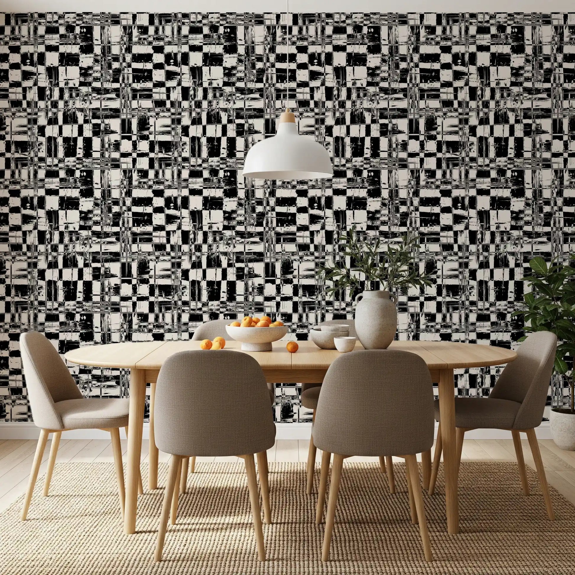 Abstract Ink Grid Mural Wallpaper⁠