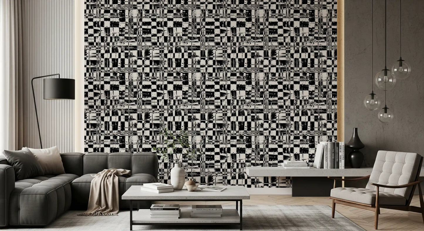 Abstract Ink Grid Mural Wallpaper⁠