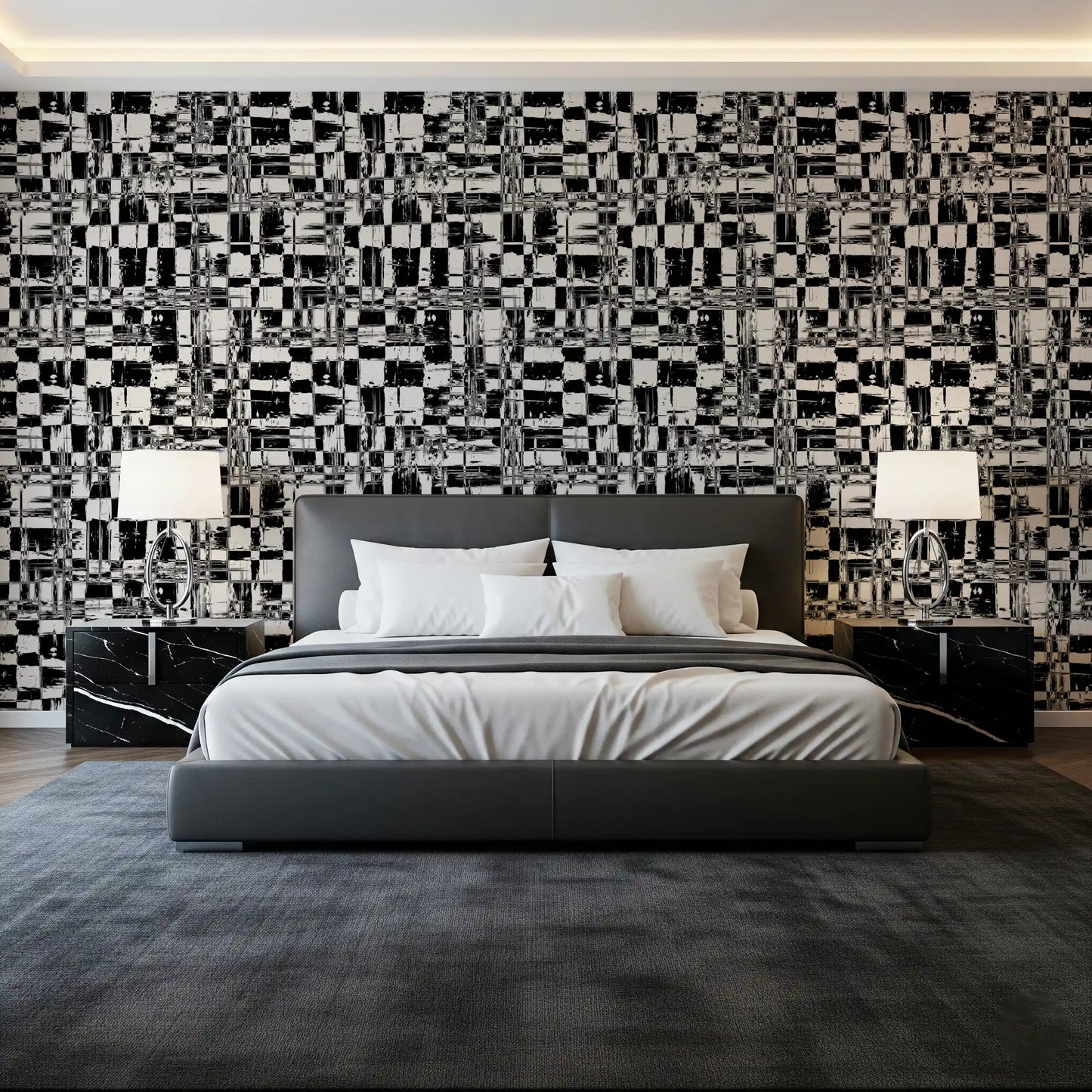Abstract Ink Grid Mural Wallpaper⁠