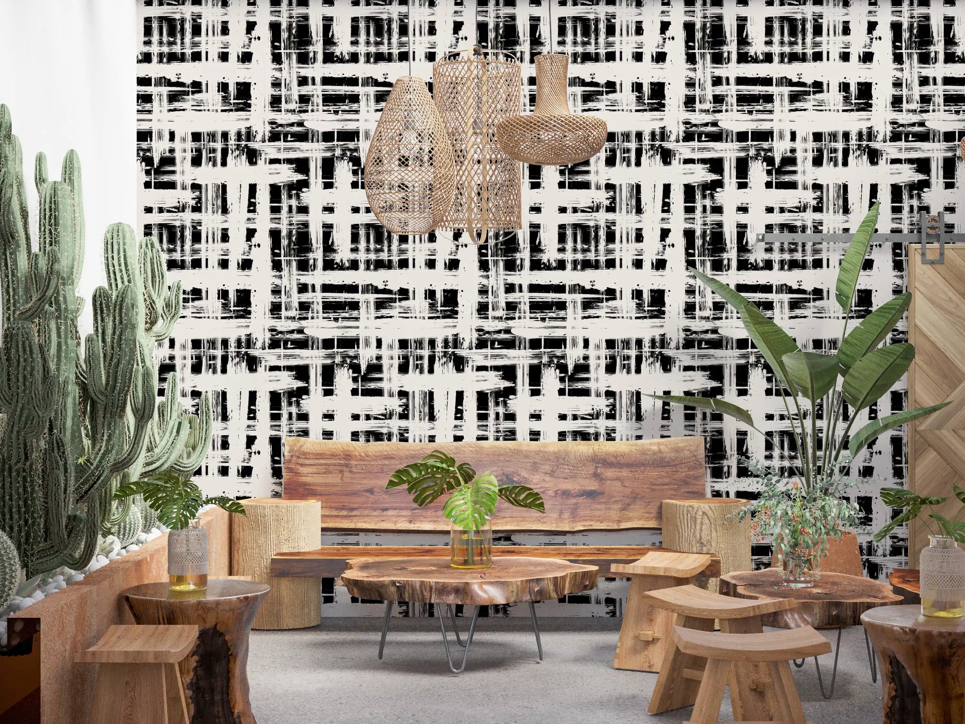 Monochrome Crosshatch Texture Wallpaper⁠