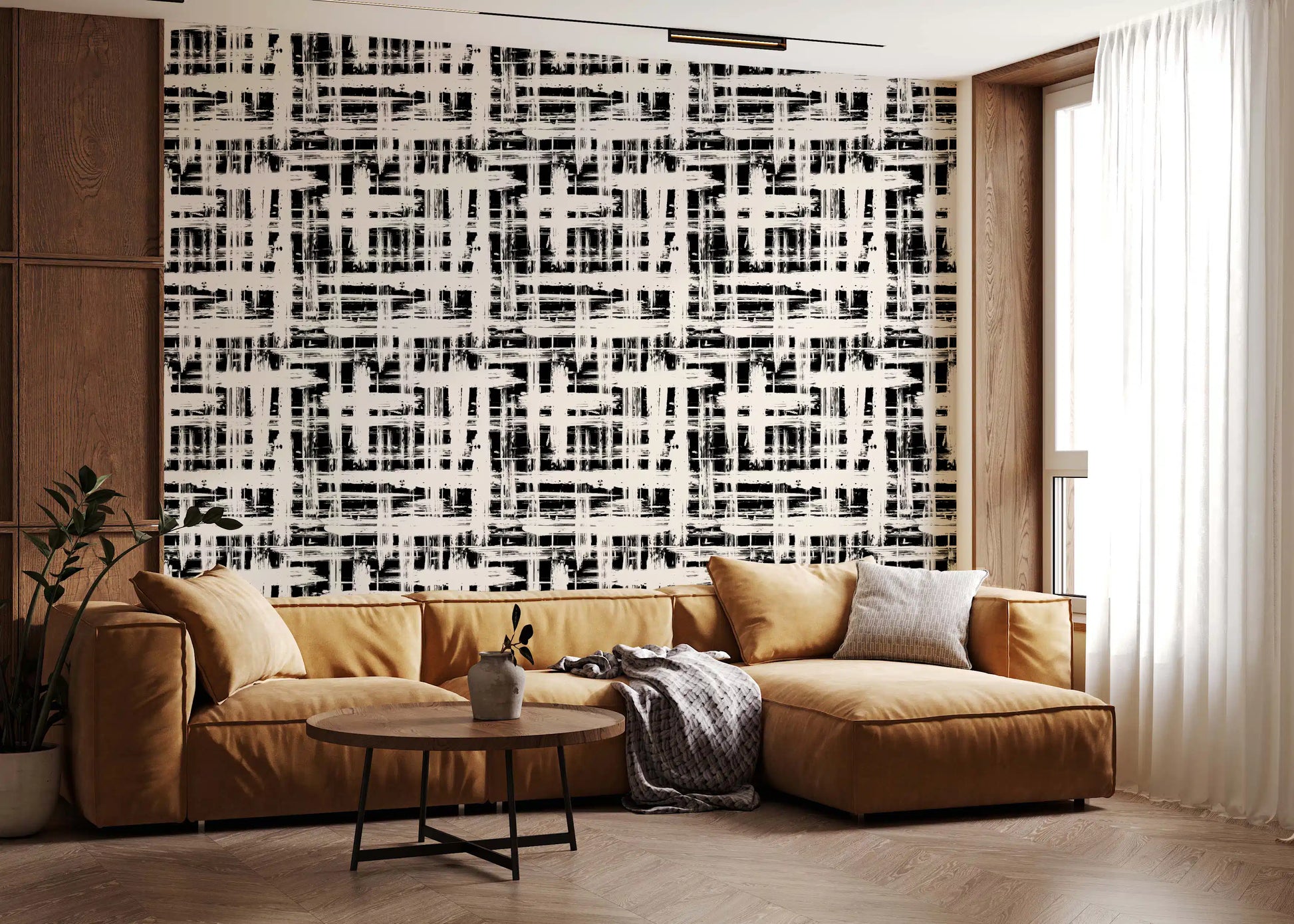 Monochrome Crosshatch Texture Wallpaper⁠