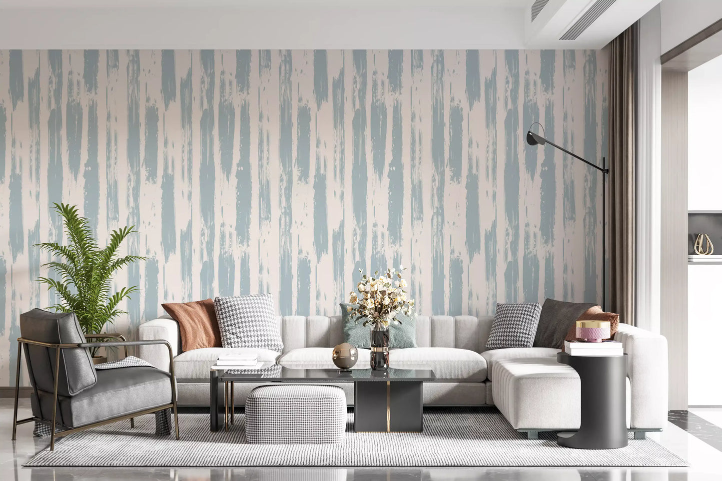 Nordic Painted Stripe Pattern Wallpaper⁠