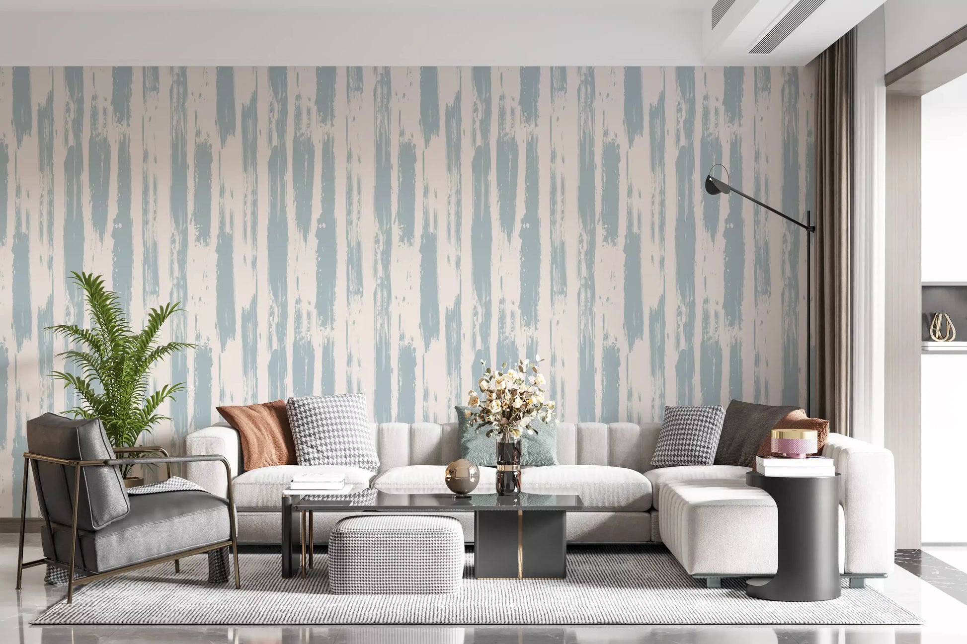 Nordic Painted Stripe Pattern Wallpaper⁠