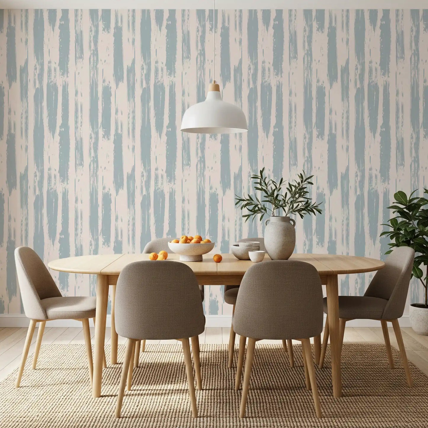 Rustic Blue Brushstroke Stripes Wallpaper⁠