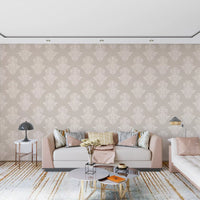Creamy Damask Scroll Pattern Wallpaper⁠