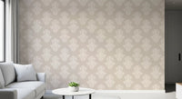 Creamy Damask Scroll Pattern Wallpaper⁠