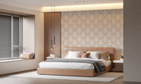 Creamy Damask Scroll Pattern Wallpaper⁠
