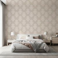 Creamy Damask Scroll Pattern Wallpaper⁠