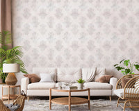 Minimalist Grey Brushed Damask Wallpaper⁠